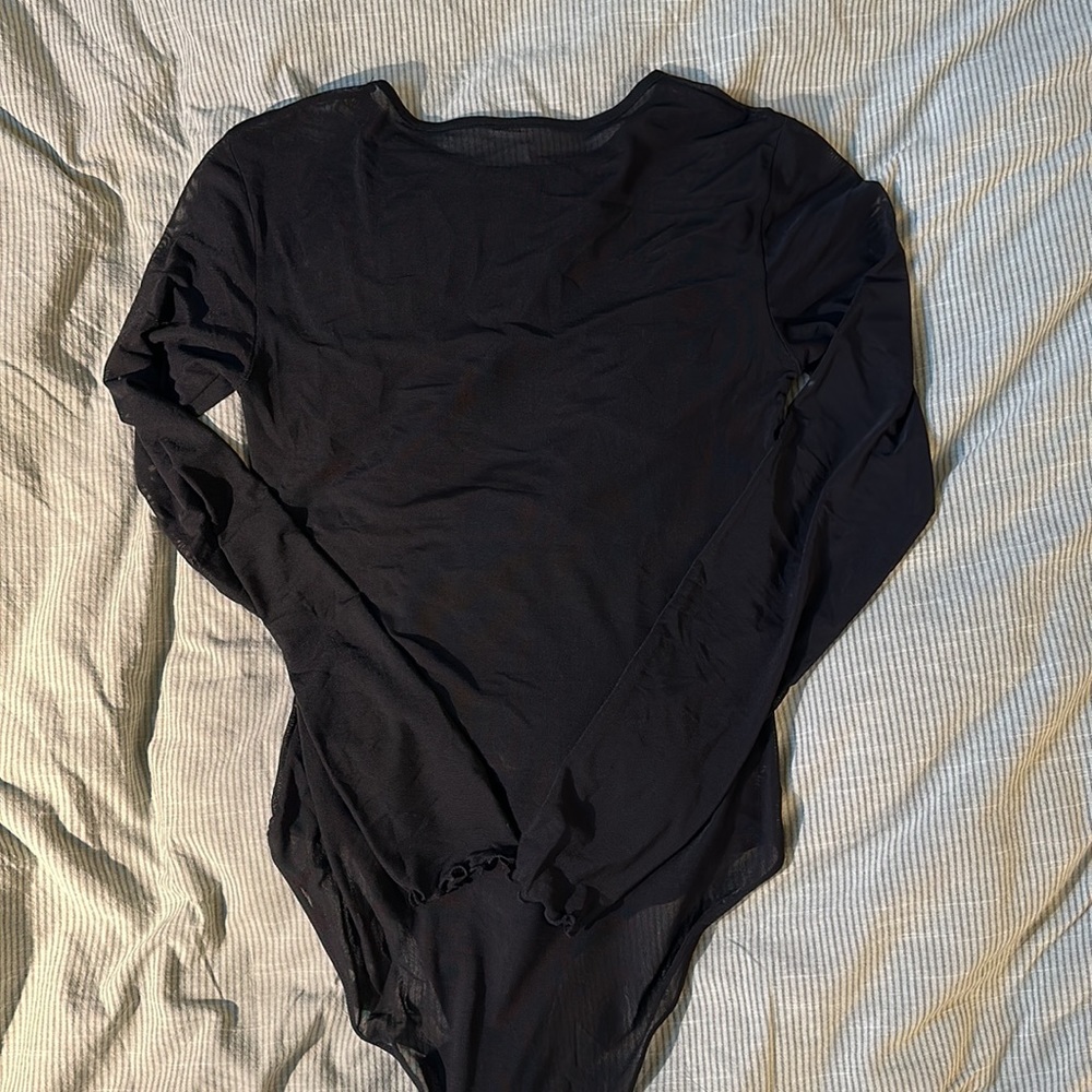 Women’s black panel mesh bodysuit - Picture 3 of 3